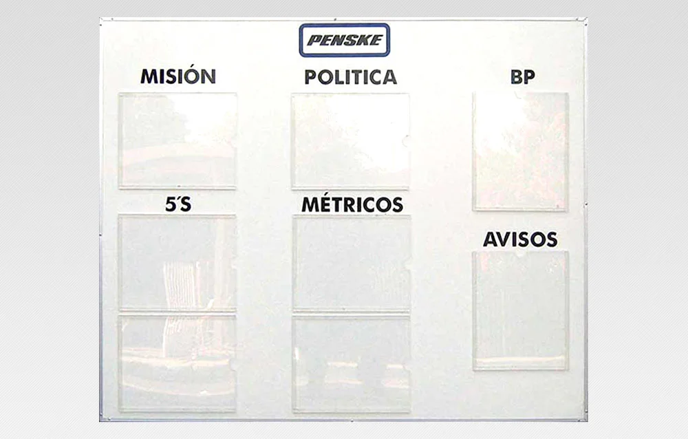 Pizarron informativo de acrilico con bolsillos