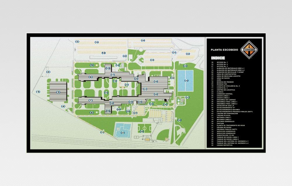 Plano ruta de evacuacion para intemperie en impresion deluxe