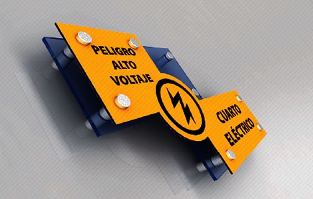 Señalamiento a figura con chapetones de aluminio